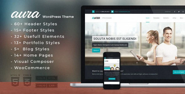 Aura β One Page & Multi Page WordPress Theme